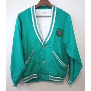 Vintage Jordache Cardigan Jacket size 3 M Medium teal white gray retro 80s 90s